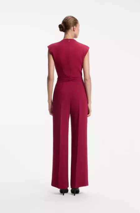 Crepe jumpsuit with belt