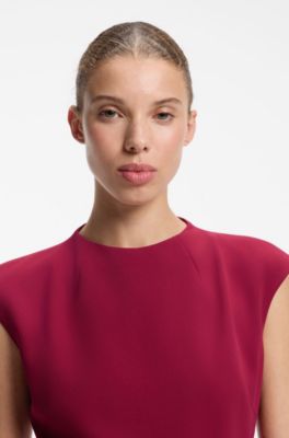 Tuta jumpsuit in cr&ecirc;pe con cintura, Rosso scuro