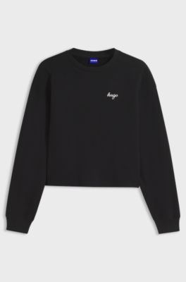 Script-logo relaxed-fit sweatshirt in cotton, Black