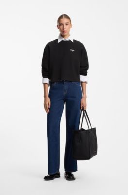 Script-logo relaxed-fit sweatshirt in cotton, Black