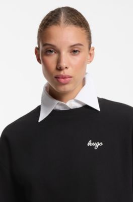 Script-logo relaxed-fit sweatshirt in cotton, Black