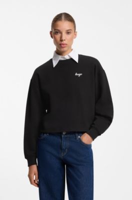 Script-logo relaxed-fit sweatshirt in cotton, Black