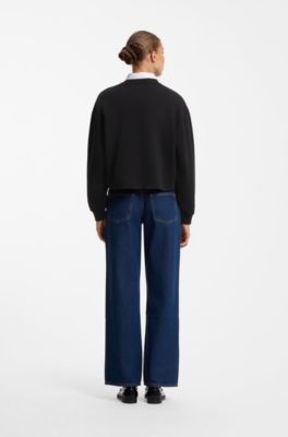 Script-logo relaxed-fit sweatshirt in cotton, Black