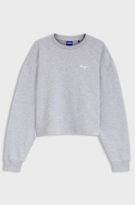 Script-logo relaxed-fit sweatshirt in cotton, Light Grey