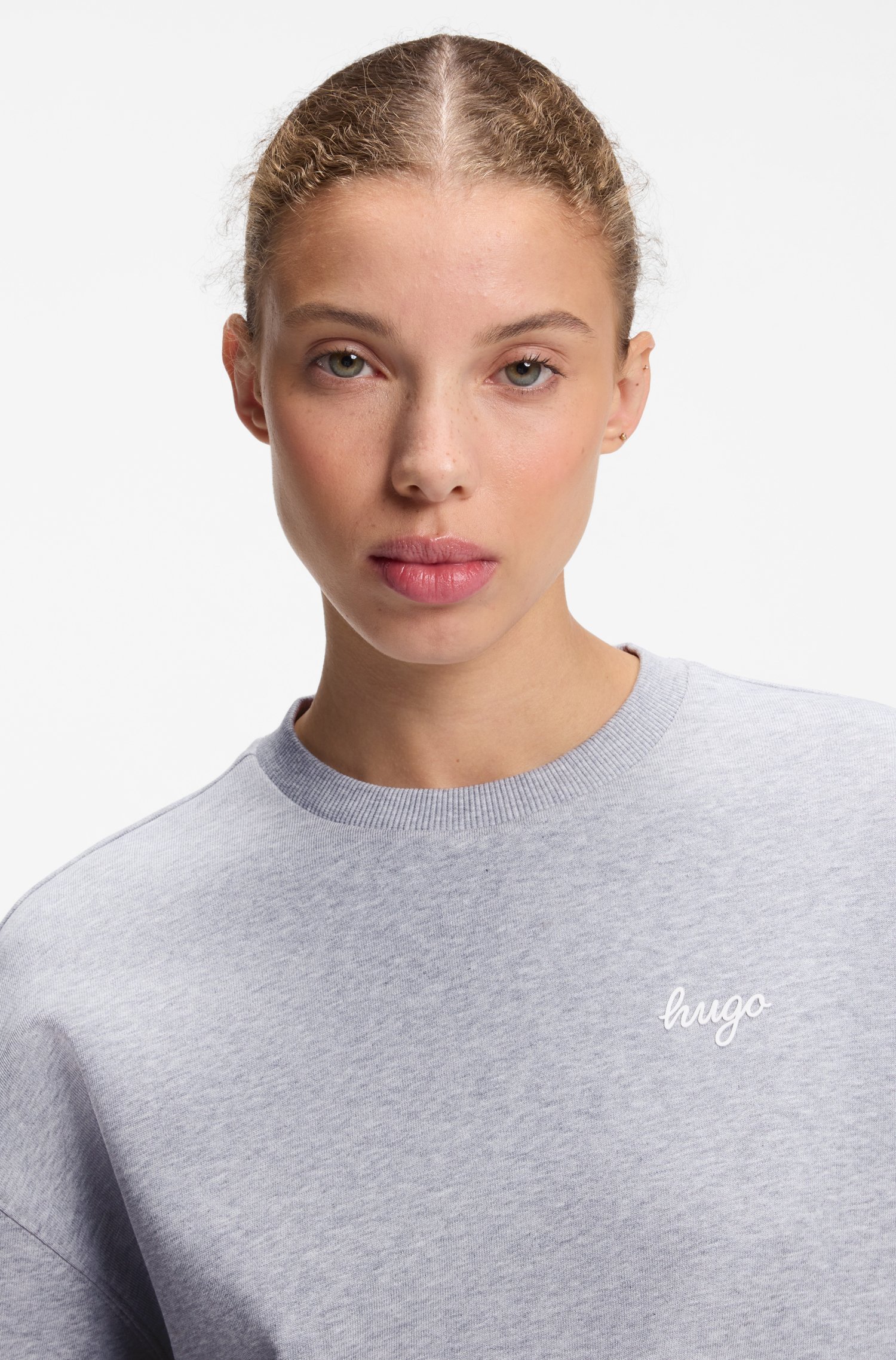 Hugo Script-logo relaxed-fit sweatshirt in cotton dam – bild 3