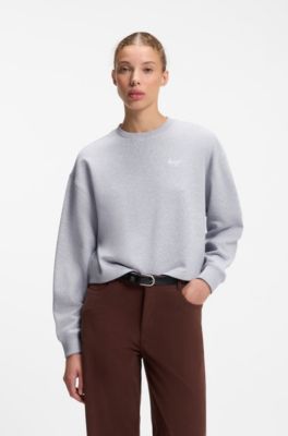Script-logo relaxed-fit sweatshirt in cotton, Light Grey