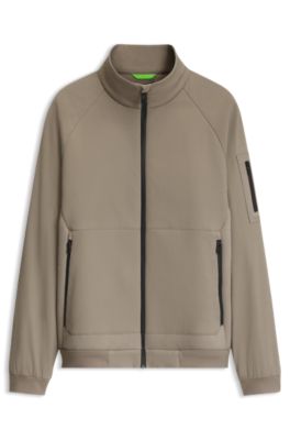 Padded jacket in corduroy and fleece, Light Brown