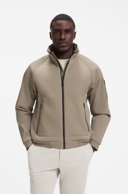 Padded jacket in corduroy and fleece, Light Brown