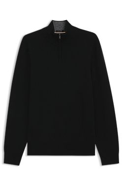 Zip-neck sweater in virgin wool with cashmere