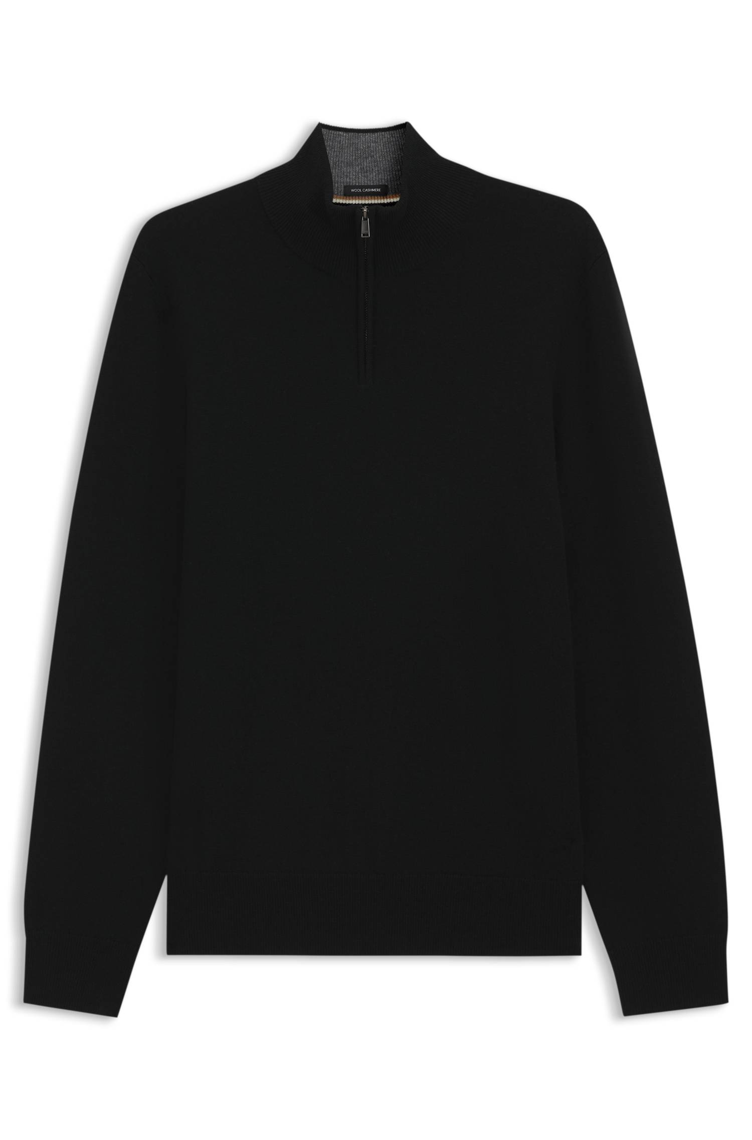 Boss Zip-neck sweater in virgin wool with cashmere stickade tröjor herr – bild 4