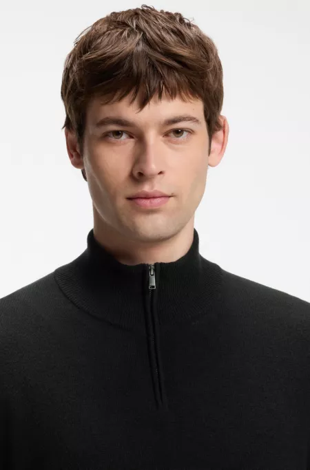 Pull en laine vierge et cachemire à encolure zippée