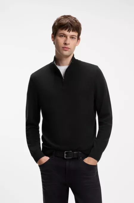 Pull en laine vierge et cachemire à encolure zippée