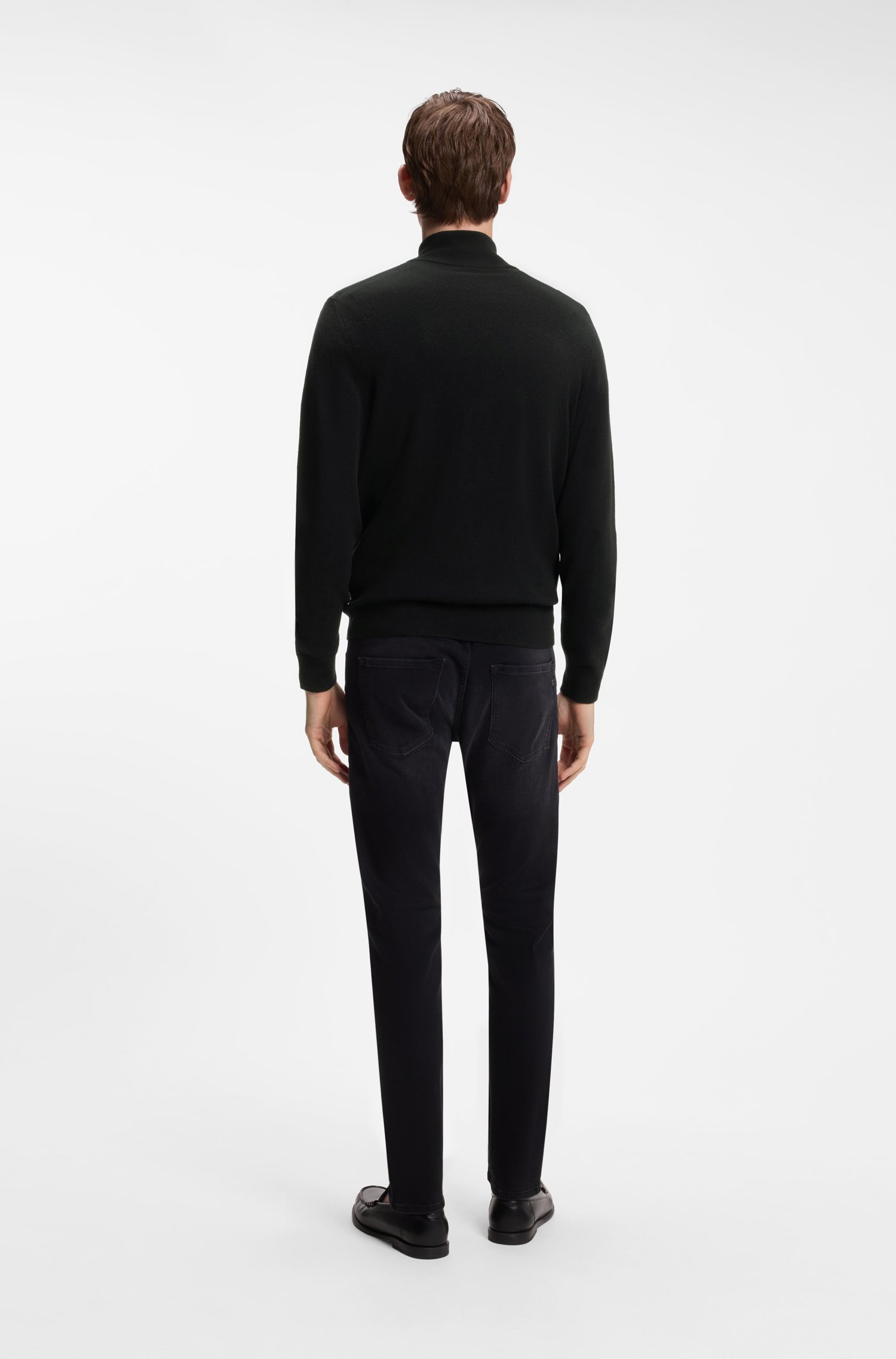 Boss Zip-neck sweater in virgin wool with cashmere stickade tröjor herr – bild 3