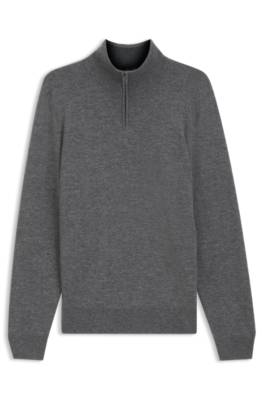Boss Zip-neck sweater in virgin wool with cashmere stickade tröjor herr – bild 4