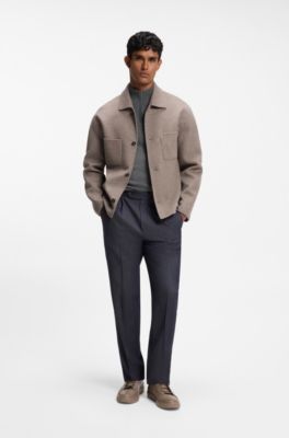 Zip-neck sweater in virgin wool with cashmere, Dark Grey