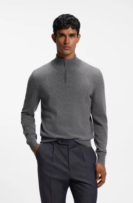Pull en laine vierge et cachemire à encolure zippée