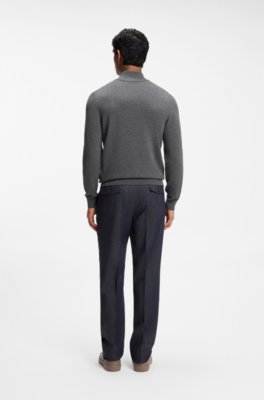 Boss Zip-neck sweater in virgin wool with cashmere stickade tröjor herr – bild 3