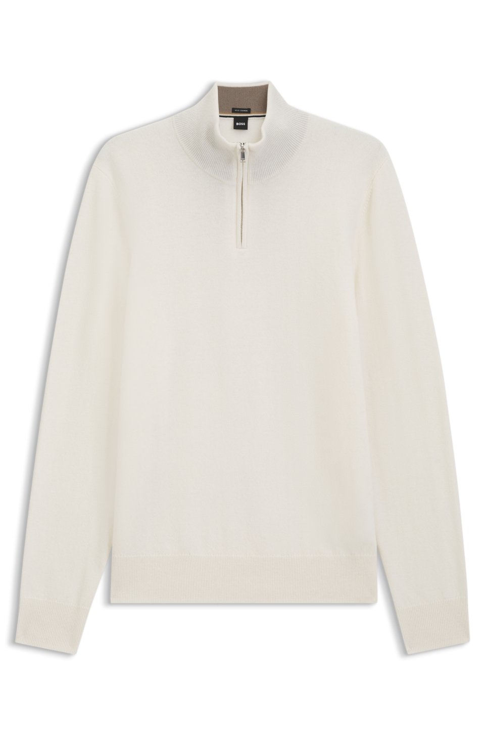 Zip-neck sweater in virgin wool with cashmere