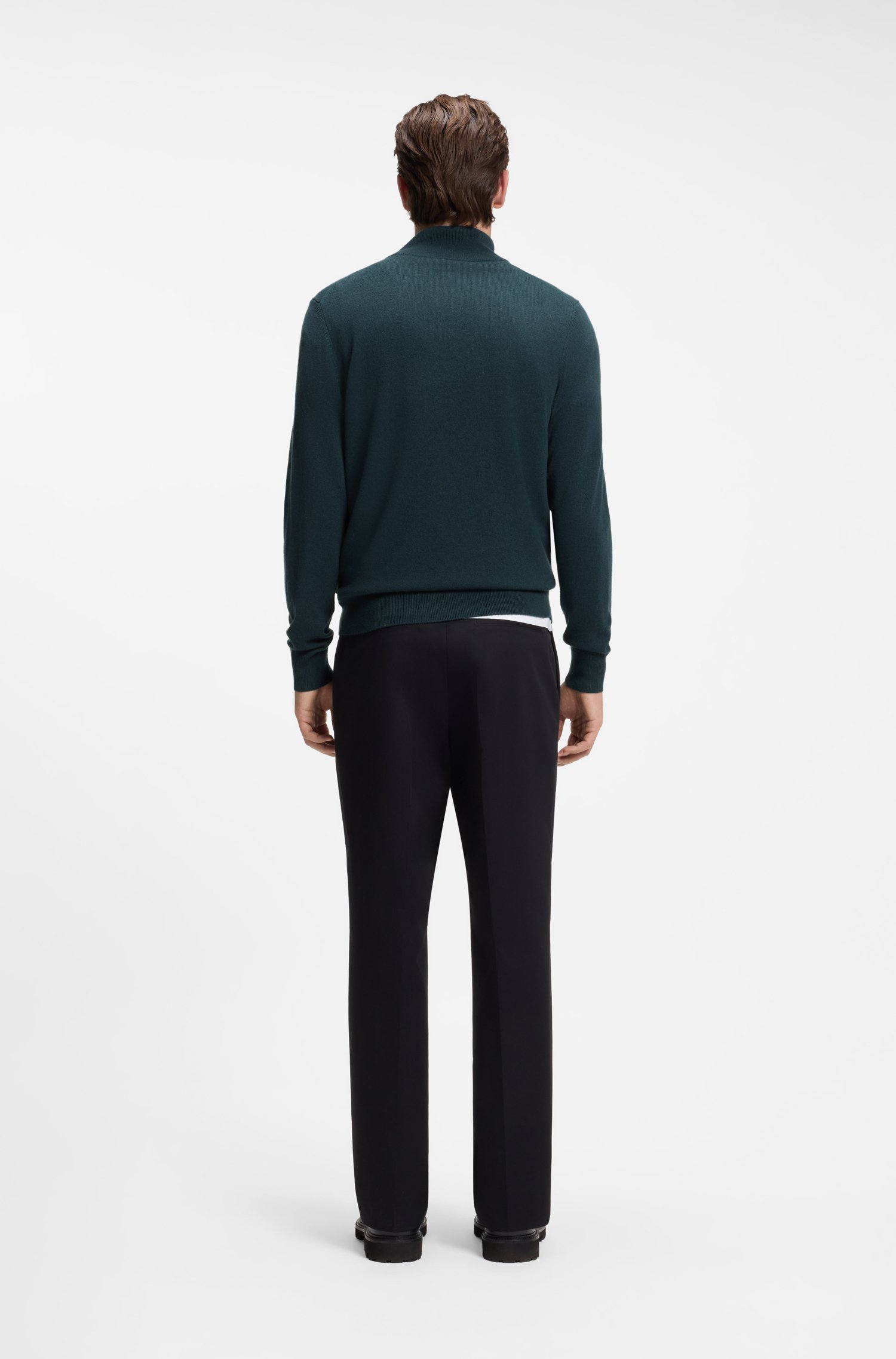 Boss Zip-neck sweater in virgin wool with cashmere stickade tröjor herr – bild 3