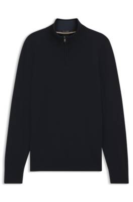 Boss Zip-neck sweater in virgin wool with cashmere stickade tröjor herr – bild 4