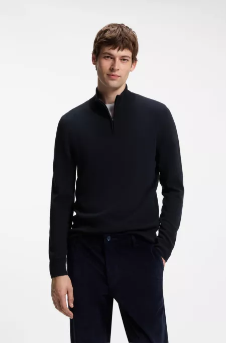 Pull en laine vierge et cachemire à encolure zippée