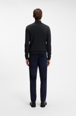 Boss Zip-neck sweater in virgin wool with cashmere stickade tröjor herr – bild 3