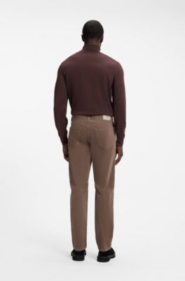 Washable trousers in baby corduroy with stretch, Brown