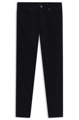 Washable trousers in baby corduroy with stretch, Dark Blue
