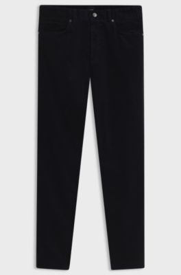 Washable trousers in baby corduroy with stretch, Dark Blue