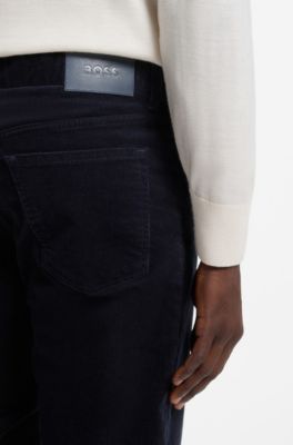 Washable trousers in baby corduroy with stretch, Dark Blue
