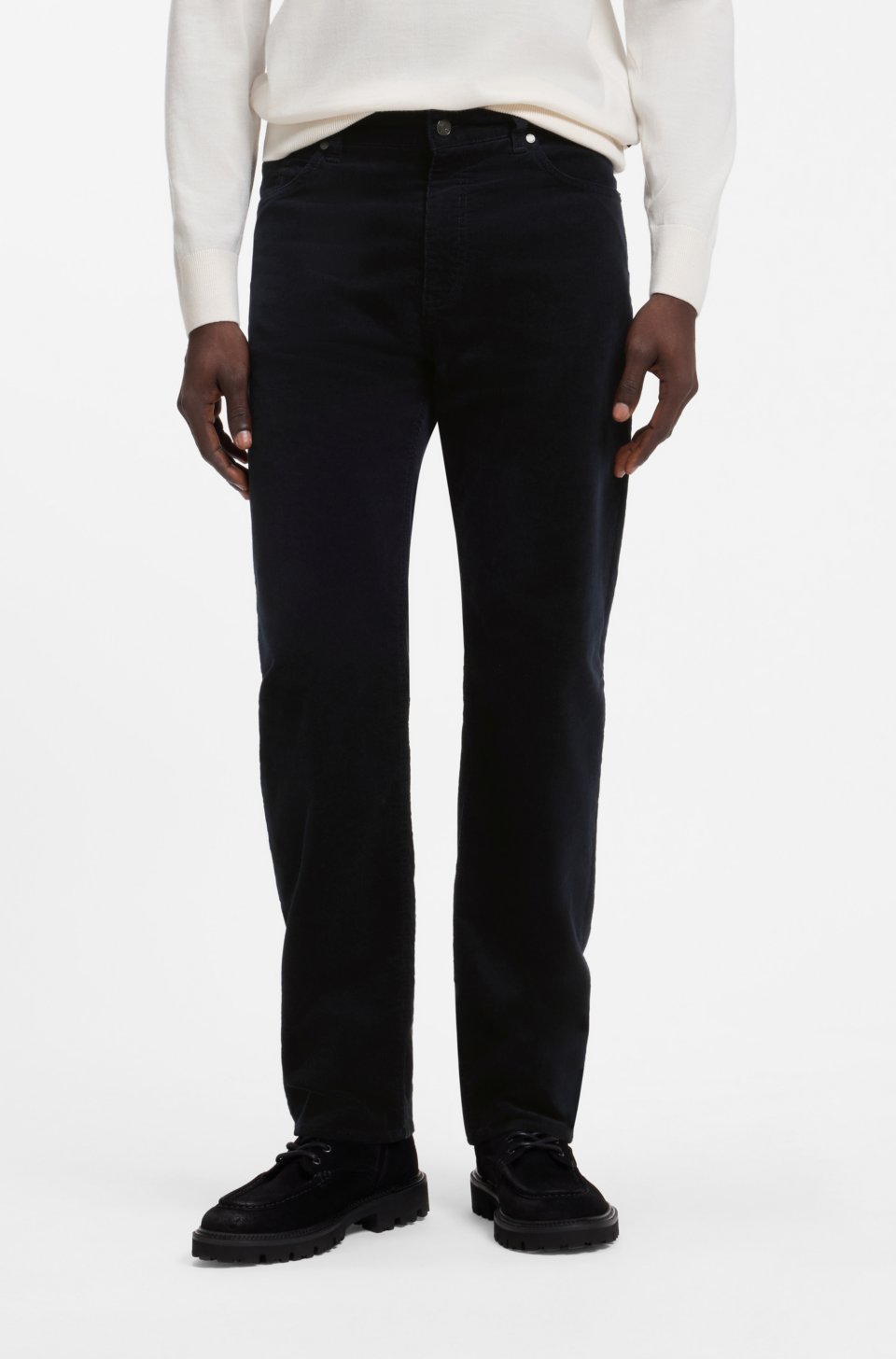 Washable trousers in baby corduroy with stretch