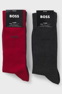 Four-pack of regular-length cotton-blend socks, Black / Grey / Red