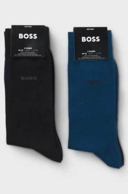 Four-pack of regular-length cotton-blend socks, Black  /  Blue