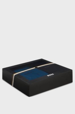 Four-pack of regular-length cotton-blend socks, Black  /  Blue