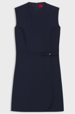 A-line dress with logo bow detail, Dark Blue