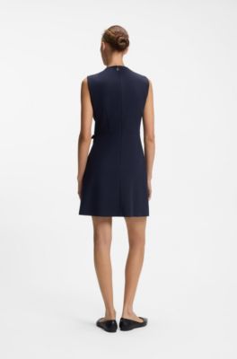 Robe coupe &eacute;vas&eacute;e avec n&oelig;ud logot&eacute;, Bleu fonc&eacute;