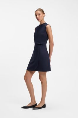 A-line dress with logo bow detail, Dark Blue