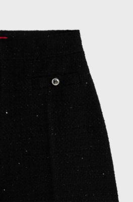 Boucle shorts with sparkling sequin details, Black