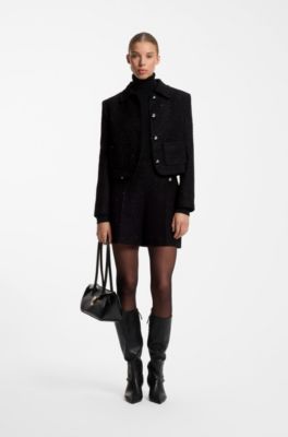 Boucle shorts with sparkling sequin details, Black