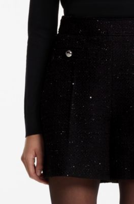 Boucle shorts with sparkling sequin details, Black