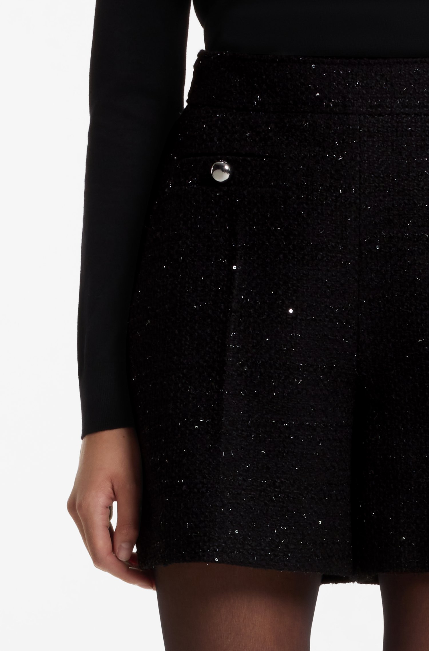 Hugo Boucle shorts with sparkling sequin details dam – bild 3