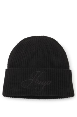 Chunky-knit cashmere-blend beanie with logo