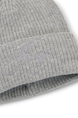 Hugo Chunky-knit cashmere-blend beanie with logo mössor dam – bild 5