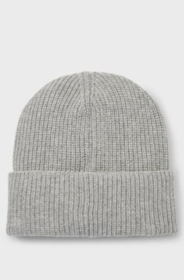 Gorro de punto en canal&eacute; con logo bordado en letra manuscrita, Gris claro
