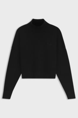 Relaxed-fit sweater with mock neckline, Black