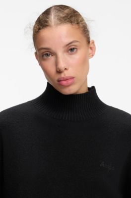Relaxed-fit sweater with mock neckline, Black