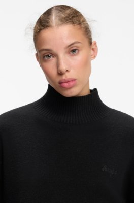 Hugo Relaxed-fit sweater with mock neckline stickade tröjor dam – bild 3