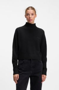 Relaxed-fit sweater with mock neckline, Black