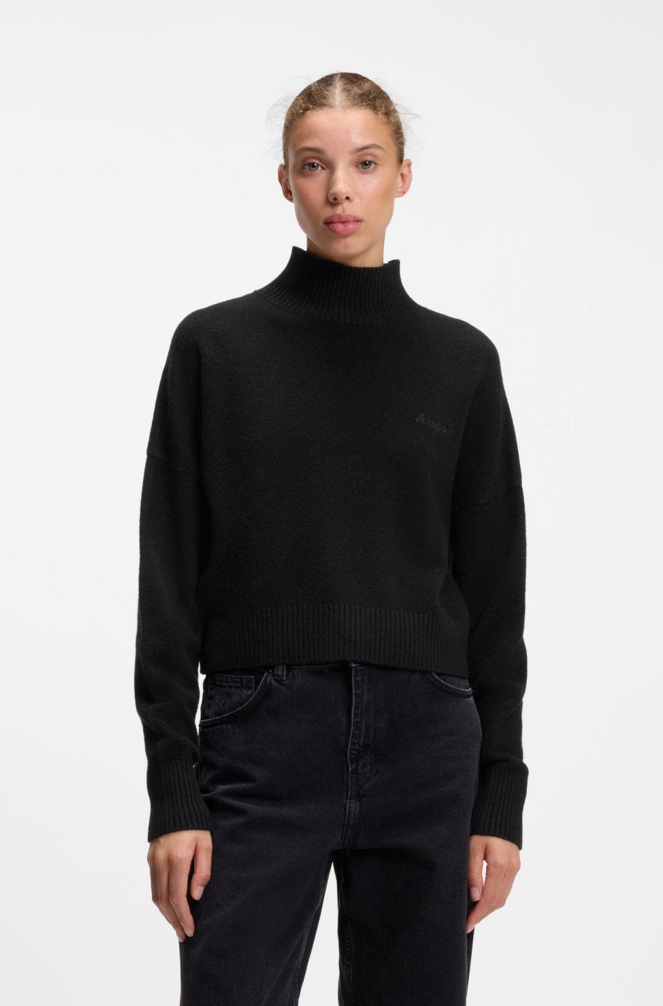 Relaxed-fit sweater with mock neckline