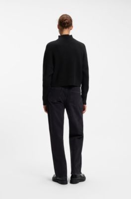 Relaxed-fit sweater with mock neckline, Black